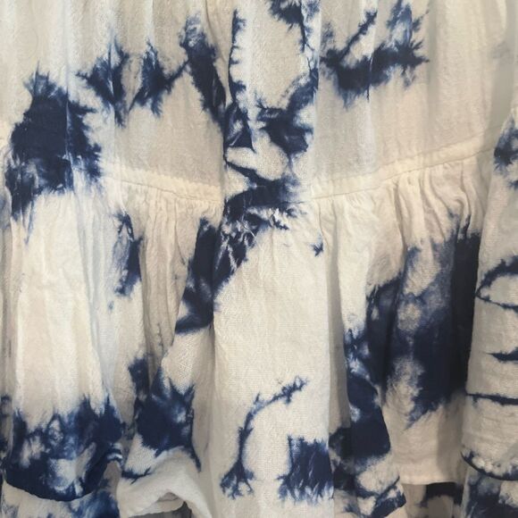Blue and White Tiered Bubble Mini Skirt - Picture 10 of 10